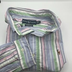 Ralph‎ Lauren Shirt Men's XL Multi Color Striped Button Down Long Sleeve